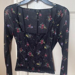 AFRM Black Floral Blouse